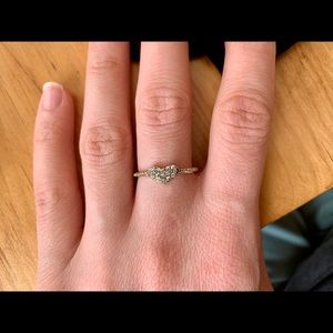 Gold Rhinestone Heart Ring